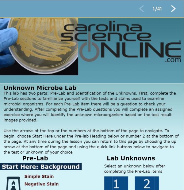 Unknown Microbe Virtual Lab